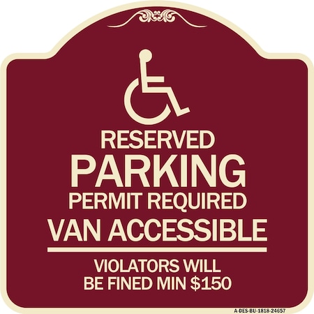 Signmission Connecticut Reserved Parking Permit Required Van Accessible Violators Will Be Fined M, BU-1818-24657 A-DES-BU-1818-24657
